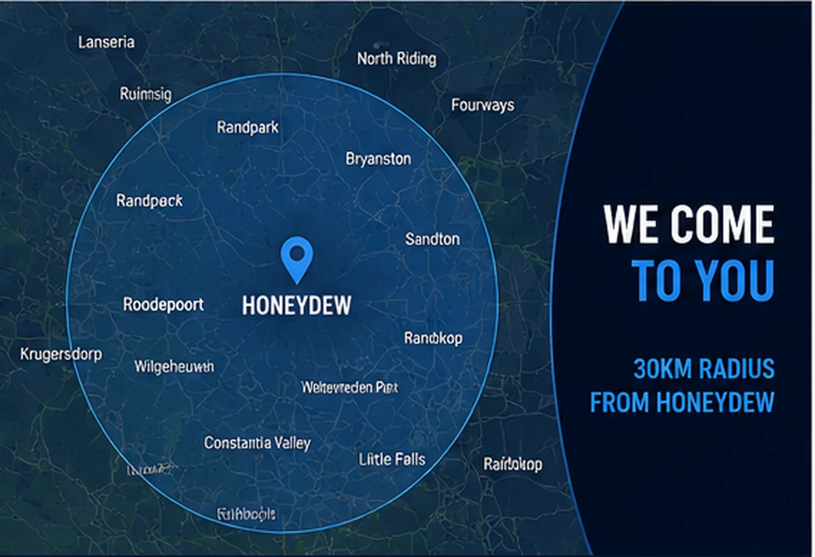approximate car batteries mobile service area from Honeydew across Johannesburg suburbs