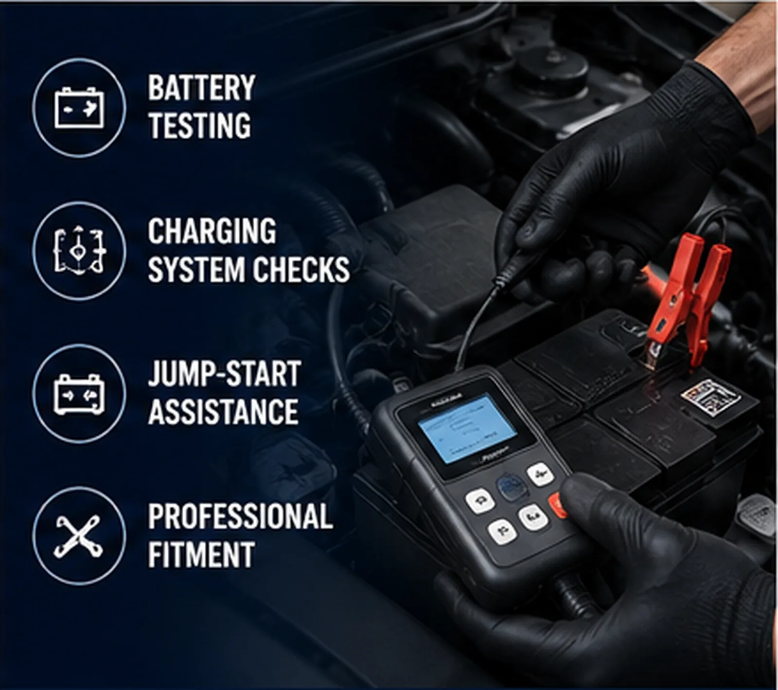 Car battery testing and charging system checks before replacement