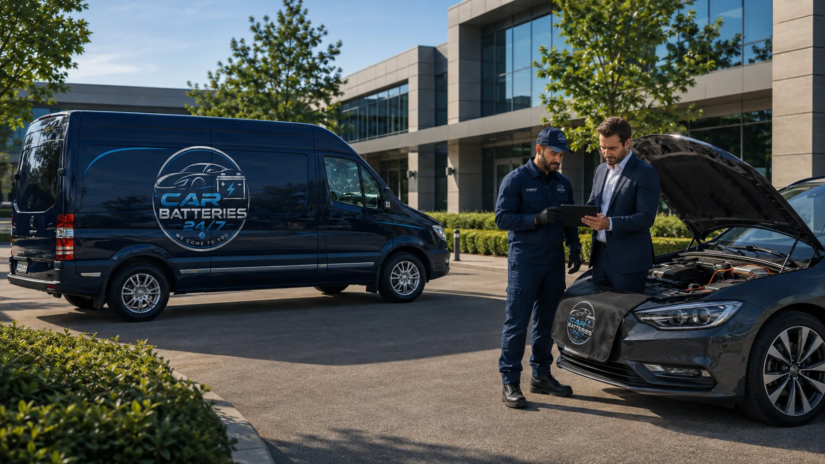 Mobile battery service for a modern vehicle with battery management requirements